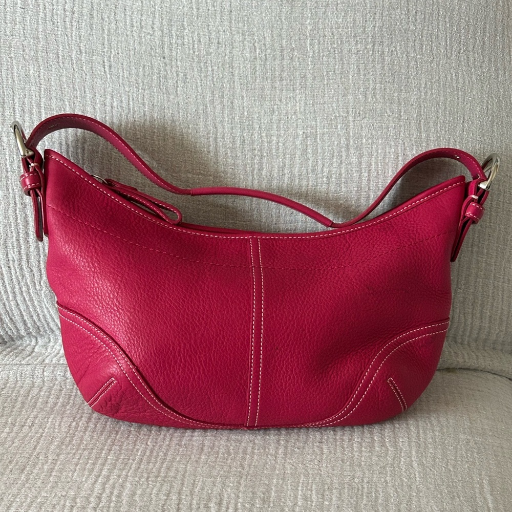 COACH PEBBLED LEATHER 4292 PINK Raspberry SOHO HOBO SHOULDER BAG